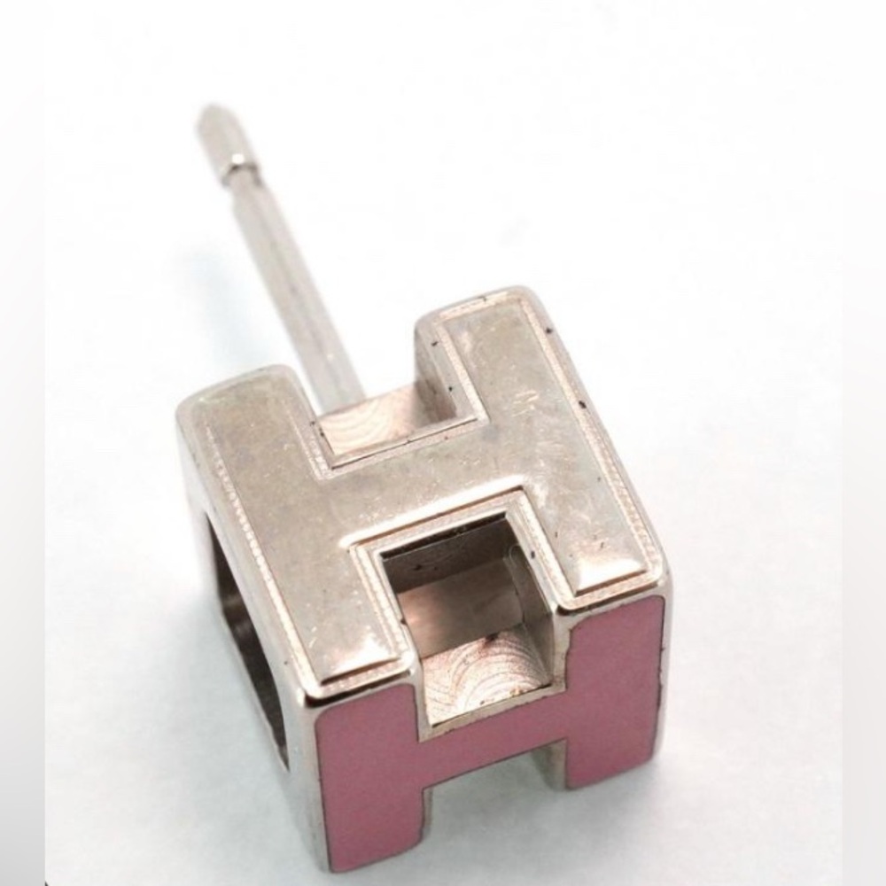 AUTHENTIC Hermes Cage d’H Cube Pink/Silver Earrings w/ Original Box & Ribbon - Picture 7 of 14